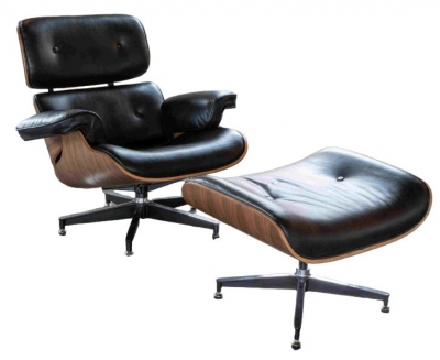 Product photograph of Carlton Additions Black Malmo Lounger Chair And Stool from Choice Furniture Superstore