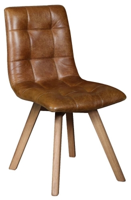 Product photograph of Carlton Dolomite Amalfi Brown Leather Dining Chair Sold In Pairs from Choice Furniture Superstore