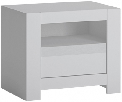 Product photograph of Novi 1 Drawer Bedside Table In Alpine White from Choice Furniture Superstore