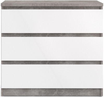 Product photograph of Naia Chest Of 3 Drawer In Concrete And White High Gloss from Choice Furniture Superstore