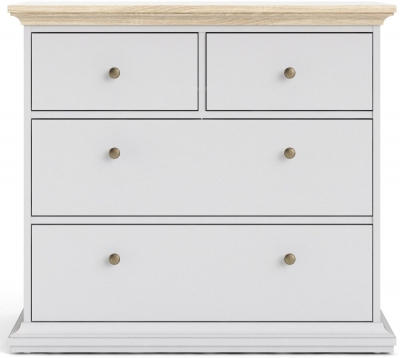 Product photograph of Paris Chest Of 4 Drawer In White And Oak from Choice Furniture Superstore