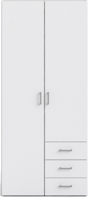 Product photograph of Space White 2 Door 3 Drawer Double Wardrobe from Choice Furniture Superstore