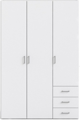 Product photograph of Space White 3 Door 3 Drawer Wardrobe from Choice Furniture Superstore