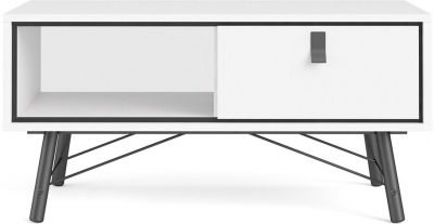Ry Coffee Table with 1 Drawer in Matt White