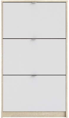 Product photograph of Oak Effect And White 3 Drawer Shoe Cabinet from Choice Furniture Superstore