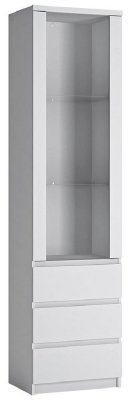 Product photograph of Fribo Tall Narrow 1 Door 3 Drawer Glazed Display Cabinet from Choice Furniture Superstore