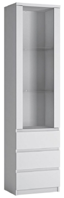 Product photograph of Fribo White Narrow 1 Door Glazed Display Cabinet from Choice Furniture Superstore