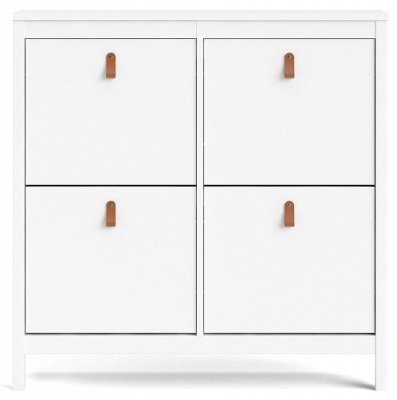 Product photograph of Barcelona White 4 Drawer Shoe Cabinet from Choice Furniture Superstore