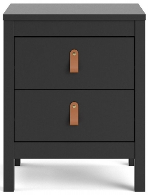 Product photograph of Barcelona 2 Drawer Bedside Cabinet In Matt Black from Choice Furniture Superstore