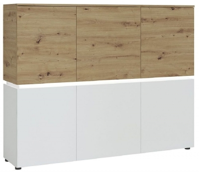 Product photograph of Luci White And Oak Effect 6 Door Cabinet from Choice Furniture Superstore