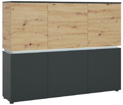 Product photograph of Luci 6 Door Cabinet In Platinum And Oak from Choice Furniture Superstore