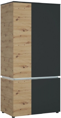 Product photograph of Luci Black And Oak Effect 4 Door Wardrobe from Choice Furniture Superstore