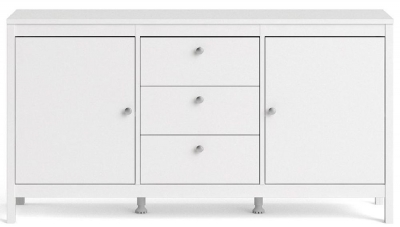 Product photograph of Madrid Sideboard 2 Door 3 Drawer In White from Choice Furniture Superstore