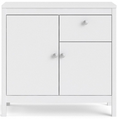 Product photograph of Madrid Sideboard 2 Door 1 Drawer In White from Choice Furniture Superstore