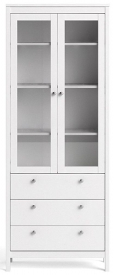 Madrid China Cabinet 2 Door with Glass 3 Drawer in White