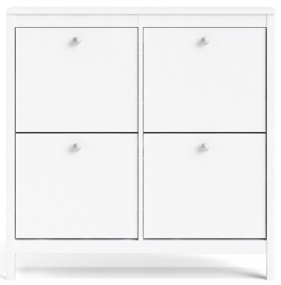 Product photograph of Madrid White 4 Drawer Shoe Cabinet from Choice Furniture Superstore