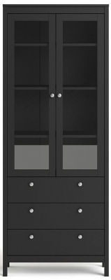 Product photograph of Madrid 2 Door With Glass 3 Drawer China Cabinet from Choice Furniture Superstore