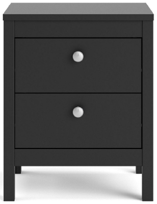 Product photograph of Madrid 2 Drawer Bedside Cabinet In Matt Black from Choice Furniture Superstore