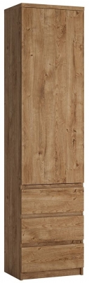 Product photograph of Fribo Tall Narrow 1 Door 3 Drawer Cupboard In Oak from Choice Furniture Superstore