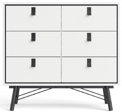 Product photograph of Ry Double Chest Of Drawer 6 Drawer In Matt White from Choice Furniture Superstore