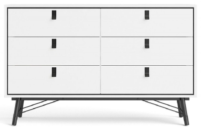 Product photograph of Ry Wide Double Chest Of Drawer 6 Drawer In Matt White from Choice Furniture Superstore