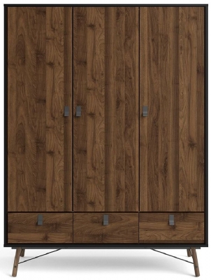 Product photograph of Ry Black 3 Door 3 Drawer Wardrobe from Choice Furniture Superstore