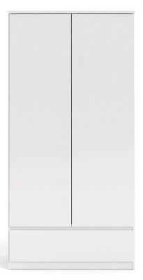 Naia Wardrobe with 2 Door 1 Drawer in White High Gloss