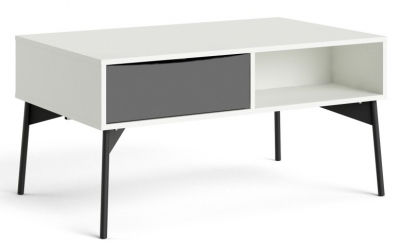 Product photograph of Fur White 1 Drawer Coffee Table from Choice Furniture Superstore