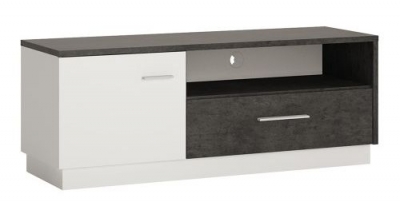 Zingaro Slate Grey and White 1 Door 1 Drawer TV Cabinet