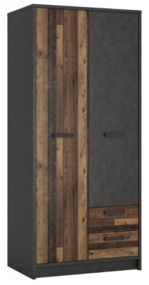 Product photograph of Brooklyn Rustic 2 Door 2 Drawer Double Wardrobe from Choice Furniture Superstore