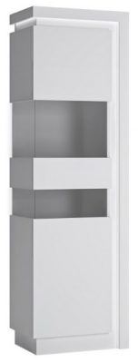 Product photograph of Lyon White Gloss Narrow Display Cabinet Lhd from Choice Furniture Superstore