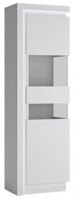 Product photograph of Lyon White Gloss Narrow Display Cabinet Rhd from Choice Furniture Superstore