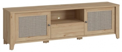 Product photograph of Cestino Oak And Rattan Effect 2 Door Tv Unit from Choice Furniture Superstore