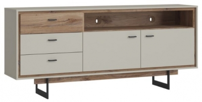 Product photograph of Rivero Grey And Oak Effect 2 Door Medium Sideboard from Choice Furniture Superstore