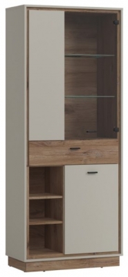 Product photograph of Rivero Grey And Oak Effect Wide Display Cabinet from Choice Furniture Superstore