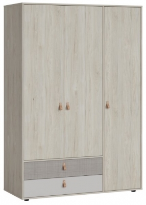 Product photograph of Denim Light Wood Effect 3 Door 2 Drawer Wardrobe from Choice Furniture Superstore