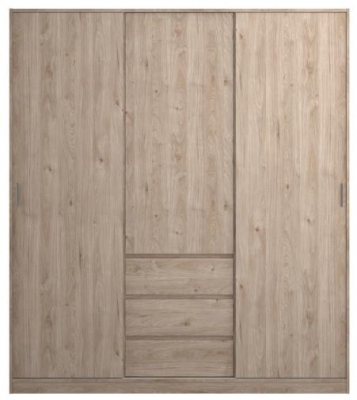 Product photograph of Naia Oak Effect 1 Door 3 Drawer With 2 Sliding Door Wardrobe from Choice Furniture Superstore