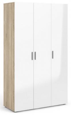 Product photograph of Pepe Oak Effect And White Gloss 3 Door Triple Wardrobe from Choice Furniture Superstore