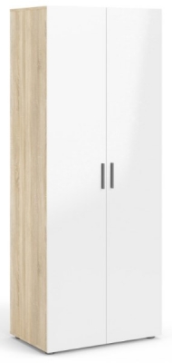 Product photograph of Pepe Oak Effect And White Gloss 2 Door Wardrobe from Choice Furniture Superstore