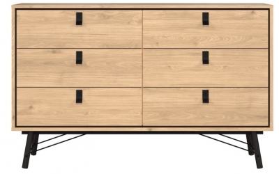 Product photograph of Ry Wide Double Chest Of Drawer 6 Drawer In Jackson Hickory Oak from Choice Furniture Superstore