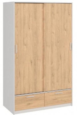 Product photograph of Line White And Oak Effect 2 Door 2 Drawer Double Wardrobe from Choice Furniture Superstore