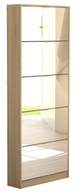 Product photograph of Oak Effect 5 Mirror Drawer Shoe Cabinet from Choice Furniture Superstore