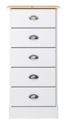Product photograph of Nola White 5 Drawer Tall Chest from Choice Furniture Superstore