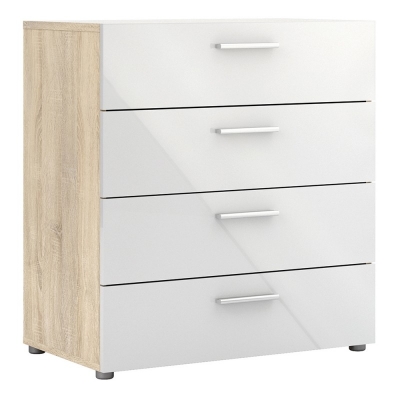 Product photograph of Pepe Chest Of 4 Drawer In Oak With White High Gloss from Choice Furniture Superstore