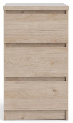 Product photograph of Naia Oak Effect 3 Drawer Bedside Cabinet from Choice Furniture Superstore