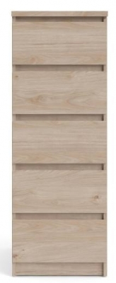 Product photograph of Naia Narrow Chest Of 5 Drawer In Jackson Hickory Oak from Choice Furniture Superstore