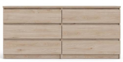 Product photograph of Naia Wide Chest Of 6 Drawer In Jackson Hickory Oak from Choice Furniture Superstore