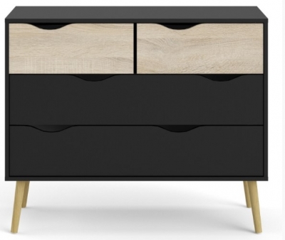 Product photograph of Oslo Black And Oak Effect 4 Drawer Chest from Choice Furniture Superstore