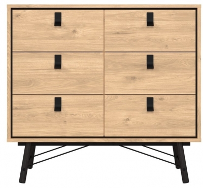 Product photograph of Ry Oak Effect 6 Drawer Chest from Choice Furniture Superstore