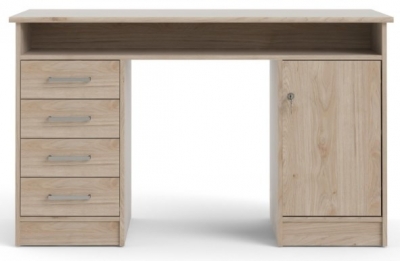 Function Plus Desk 4 Drawer 1 Door In Jackson Hickory Oak